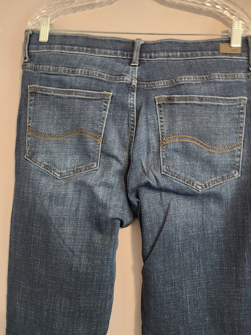 2/$25 Lee Flex Motion Mid Rise Regular Fit Bootcut Dark Wash Jeans Size 16 Long - Picture 7 of 10